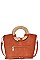 NATURAL WOVEN HANDLE SATCHEL WITH LONG STRAP