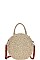DESIGNER FASHION STRAW WOVEN CIRCLE CROSSBODY BAG