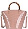 GLOSSY SNAKE PATTERN TOTE BAG WITH LONG STRAP
