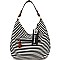 BGS15828-LP MMS Aztec & Stripe Print Leaf Charm Single Strap Hobo