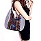 BGS15828-LP MMS Aztec & Stripe Print Leaf Charm Single Strap Hobo