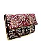 BGS2573-LP Sequin Embellished Fold-Over Antique Embroidered Velvet Clutch