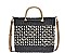 TRENDY TWO TONE STRAW DESIGN HANDLE TOTE BAG