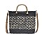 TRENDY TWO TONE STRAW DESIGN HANDLE TOTE BAG