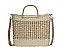 TRENDY TWO TONE STRAW DESIGN HANDLE TOTE BAG