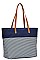 STYLISH STRIPE TWO TONE TOTE BAG