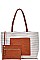 2IN1 STYLISH FASHION STRIPED CANVAS TOTE BAG WITH COIN PURSE