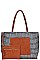 2IN1 STYLISH FASHION STRIPED CANVAS TOTE BAG WITH COIN PURSE