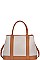 TWO TONE DURABLE CANVAS SATCHEL WITH LONG STRAP