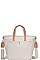 2IN1 DESIGNER CANVAS FABRIC SATCHEL WITH LONG STRAP