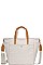 2IN1 DESIGNER CANVAS FABRIC SATCHEL WITH LONG STRAP