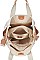 2IN1 DESIGNER CANVAS FABRIC SATCHEL WITH LONG STRAP