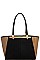 STYLISH SMOOTH TEXTURED PU LEATHER TWO TONE DESIGNER TOTE JYBGW-1557