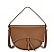 OVAL SHAPED HANDLE PLAIN SMOOTH MESSENGER BAG
