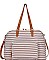 TRENDY STRIPED CANVAS SATCHEL WITH LONG STRAP