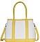TWO TONE SATCHEL BAG WITH LONG STRAP