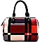 Multi Color Plaid Print Boston Satchel SET WITH WALLET