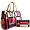 Plaid Print Multi Compartment Tote SET With Wallet