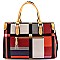 Plaid Print Multi Compartment Tote SET With Wallet