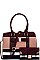 2 IN 1 COLOR BLOCK CHECK SATCHEL WITH CLUTCH