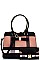 2 IN 1 COLOR BLOCK CHECK SATCHEL WITH CLUTCH