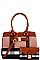 2 IN 1 COLOR BLOCK CHECK SATCHEL WITH CLUTCH