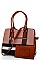 2 IN 1 COLOR BLOCK CHECK SATCHEL WITH CLUTCH
