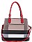 2 IN 1 CHECK AND TASSEL ACCENT SATCHEL WITH WALLET