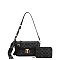 wholesale Scarfed Oval Print Shoulder Bag & Wallet Set bk