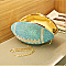 American Football Shaped Fully Rhinestoned Hard Case Clutch