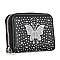 Rhinestone Butterfly Design Petite Zip Around Wallet