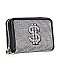 Rhinestone Design Petite Zip Around Wallet