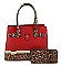 2-in-1 Leopard Compartment Padlock Boxy Satchel