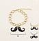 PACK OF 12 TRENDY MUSTACHE CHARM CHAIN BRACELET