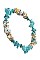 PACK OF 12 FASHION ASSORTED COLOR TURQUOISE GEM STONE STRETCH BRACELET