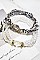 Pack of 12 Three Rows Oval Center Mix Bead Stretch Bracelets Set