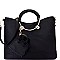 BS1303-LP Metal Handle Accent Satchel with Mini Purse Keychain