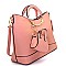 BS1303-LP Metal Handle Accent Satchel with Mini Purse Keychain