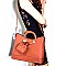 BS1303-LP Metal Handle Accent Satchel with Mini Purse Keychain