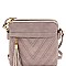 Tassel Accent Chevron Quilted 3-Compartment Cross Body