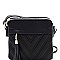 Tassel Accent Chevron Quilted 3-Compartment Cross Body