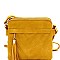 Tassel Accent Chevron Quilted 3-Compartment Cross Body