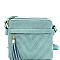 Tassel Accent Chevron Quilted 3-Compartment Cross Body