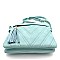 Tassel Accent Chevron Quilted 3-Compartment Cross Body