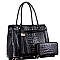 CROCODILE SATCHEL WALLET SET WITH TASSEL