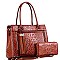 CROCODILE SATCHEL WALLET SET WITH TASSEL