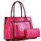 CROCODILE SATCHEL WALLET SET WITH TASSEL