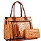 CROCODILE SATCHEL WALLET SET WITH TASSEL