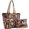 3 in 1 Butterfly Leopard Print Tote Cross Body Value SET