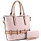 2-Way Two-Tone Belted Tote Wallet SET